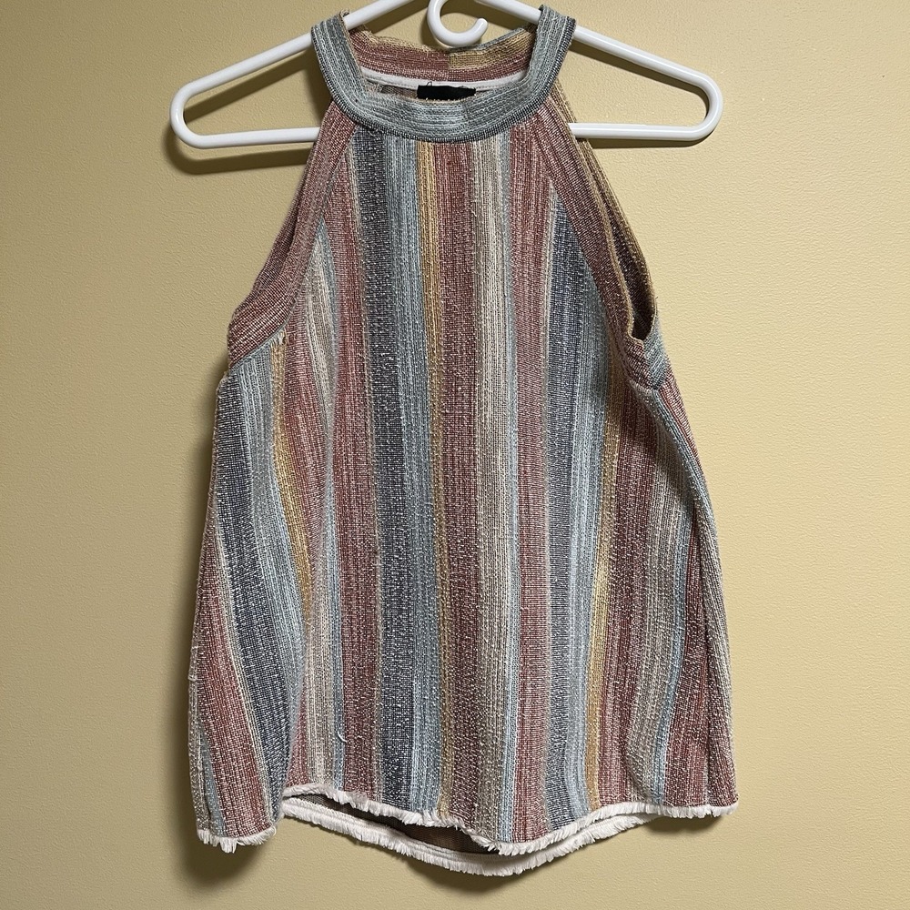 W5 Anthropologie Halter Top Tunic Woven Striped Rainbow Boho Hippie Festival